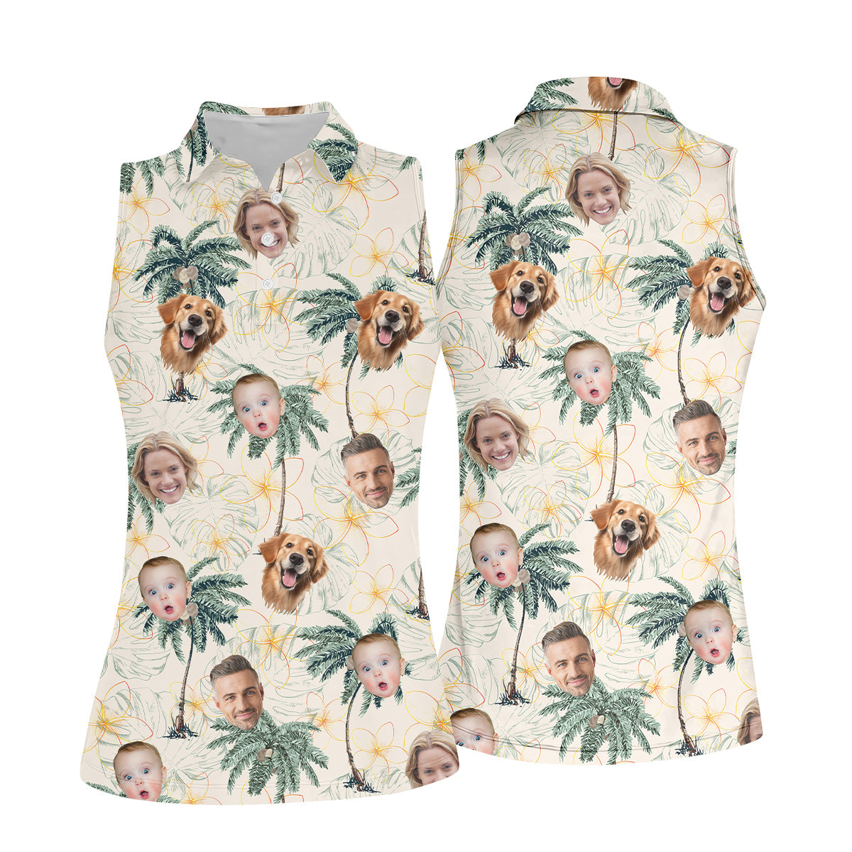 Ladies Palm Tree Shirt, Floral Shirt Women, Hawaiian Golf Shirts, Custom Face Shirt, Ladies Golf Tops