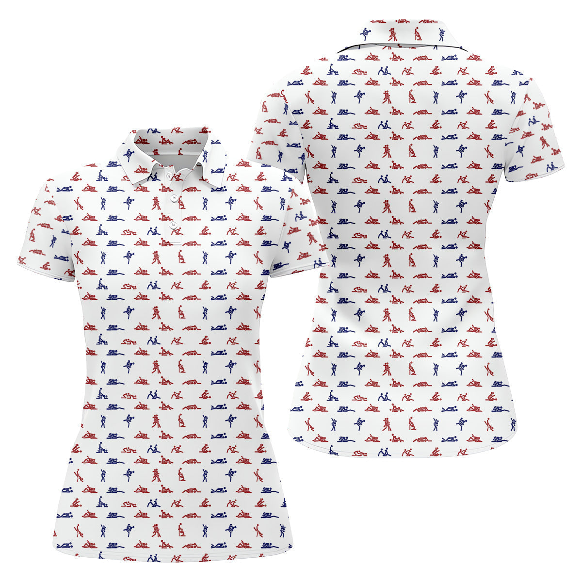 Funny Stick Figure Women's Golf Polo ShirtFunny Position Golf Shirt, Ladies Sleeveless Golf Shirts, Women Golf Gift