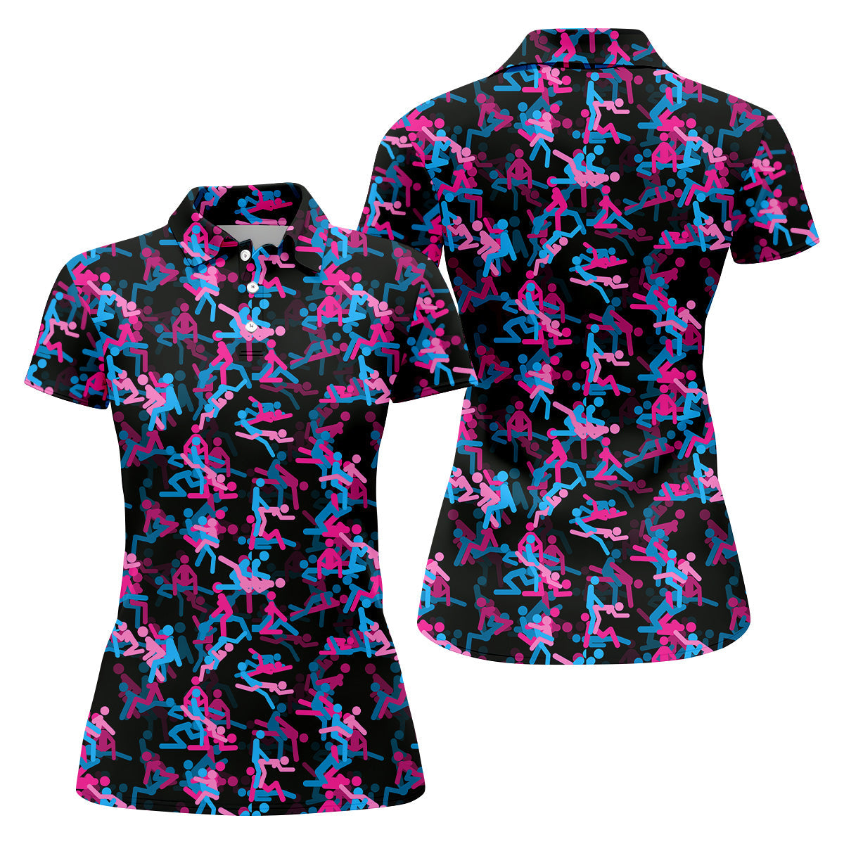 Funny Couple Black Neon Womens Golf Shirts, Ladies Golf Polos, Cool Golf Gift, Golfing Apparel