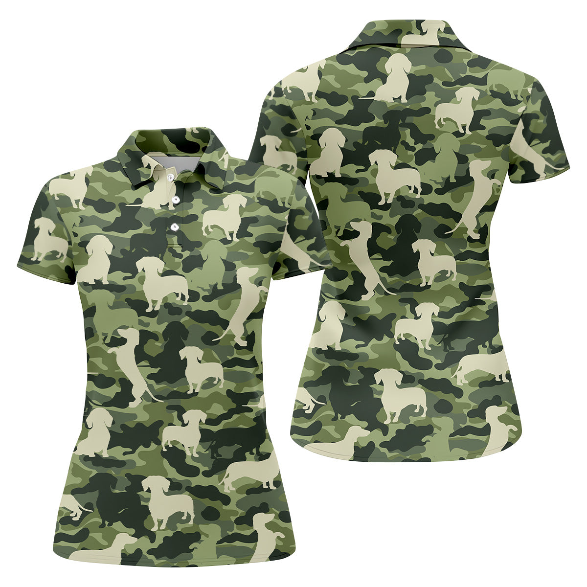 Funny Dachchunds Camo Women Golf Shirt, Dog Golf Shirt, Funny Golf Shirt, Ladies Golf Shirt