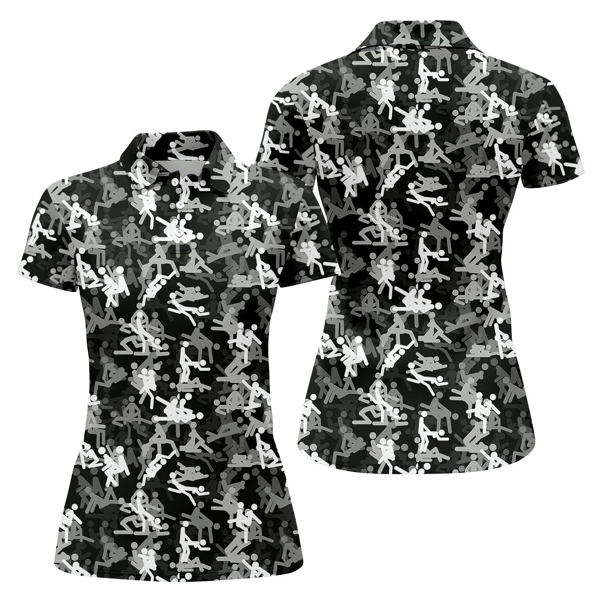 Black And White Funny Couple Womens Golf Shirts, Ladies Golf Polos, Cool Golf Gift