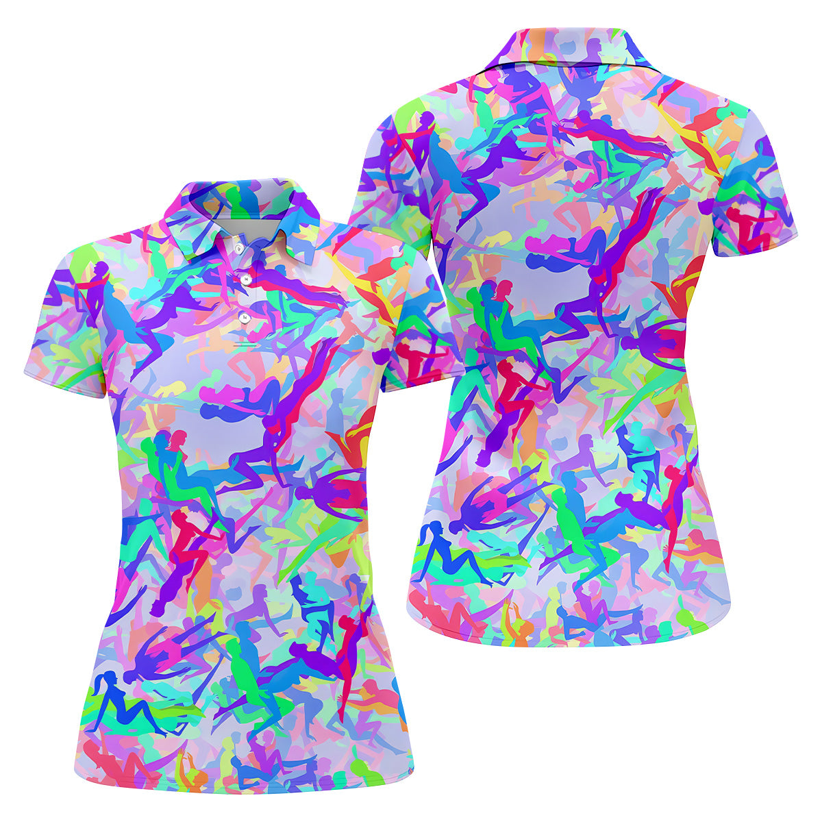 Funny Couple Purple Neon Womens Golf Tops, Unique Gift For Golfer, Ladies Golf Polos