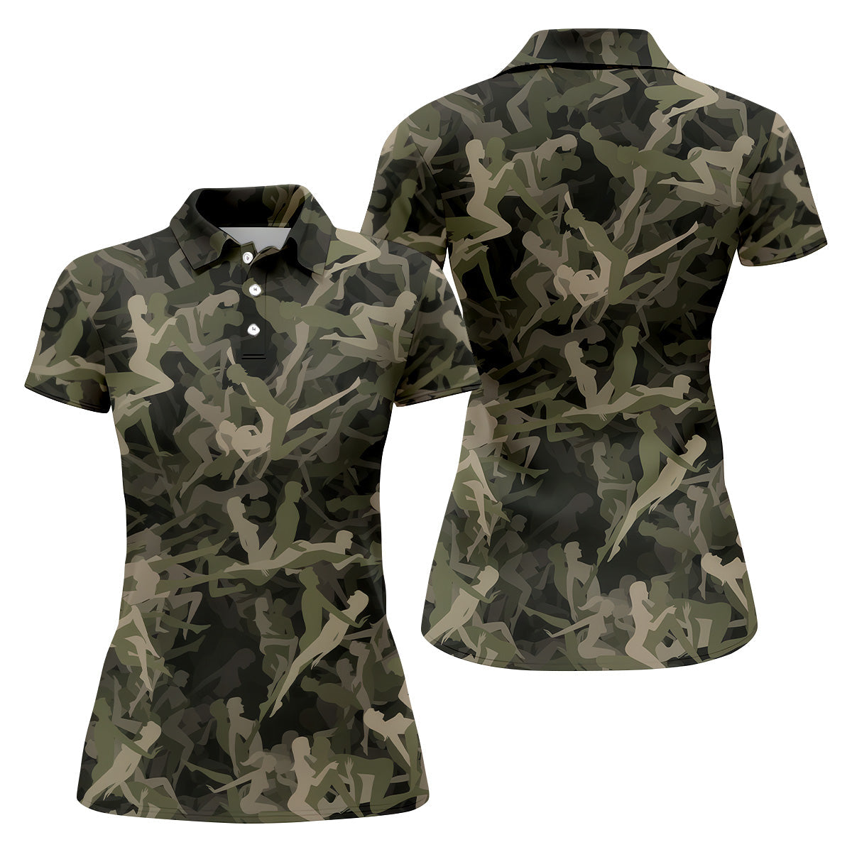 Funny Couple Camo Womens Golf Tops, Unique Gift For Golfer, Ladies Golf Polos