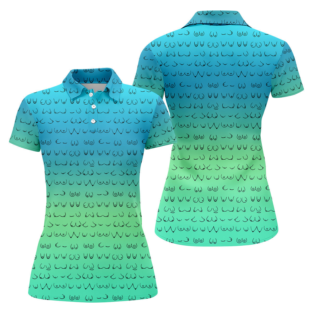 Blue Ombre Funny Golf Shirts Women, Ladies Golf Shirts, Womens Golf Tops, Ladies Golf Polos