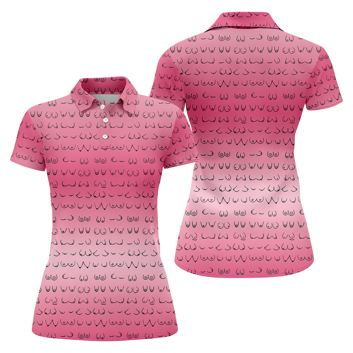 Pink Ombre Golf Shirt, Pink Ladies Golf Shirt, Womens Golf Tops, Ladies Sleeveless Polo, Golfing Apparel