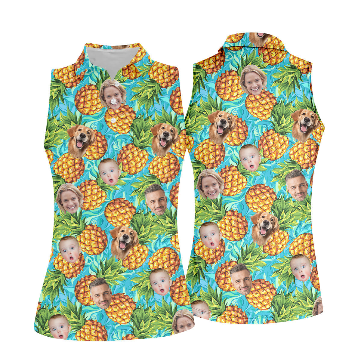 Pineapple Button Up Shirt, Hawaiian Shirts With Faces, Sleeveless Womens Golf Shirts, Ladies Golf Shirts