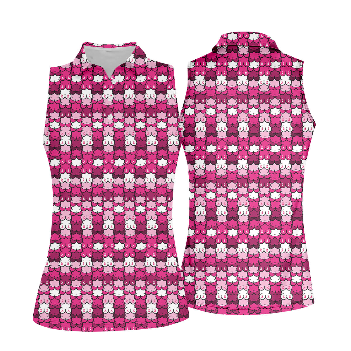 Breast Cancer Awareness Ribbon Womens Golf Shirt, Breast Cancer Awareness Shirt, Ladies Golf Shirt