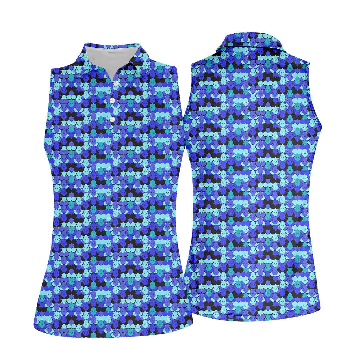 Blue Fun Womens Golf Shirts, Unique Gift For Golfer, Ladies Sleeveless Polo, Golfing Apparel