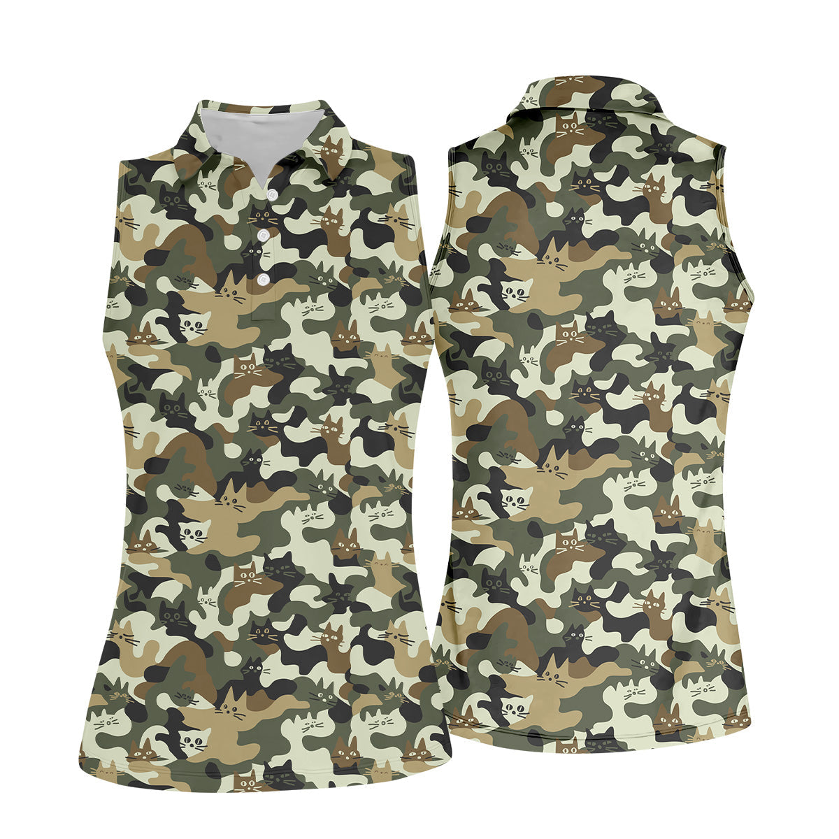 Funny Cat Camo Women Golf Shirt, Cat Golf Shirt, Funny Golf Shirt, Ladies Golf Shirt