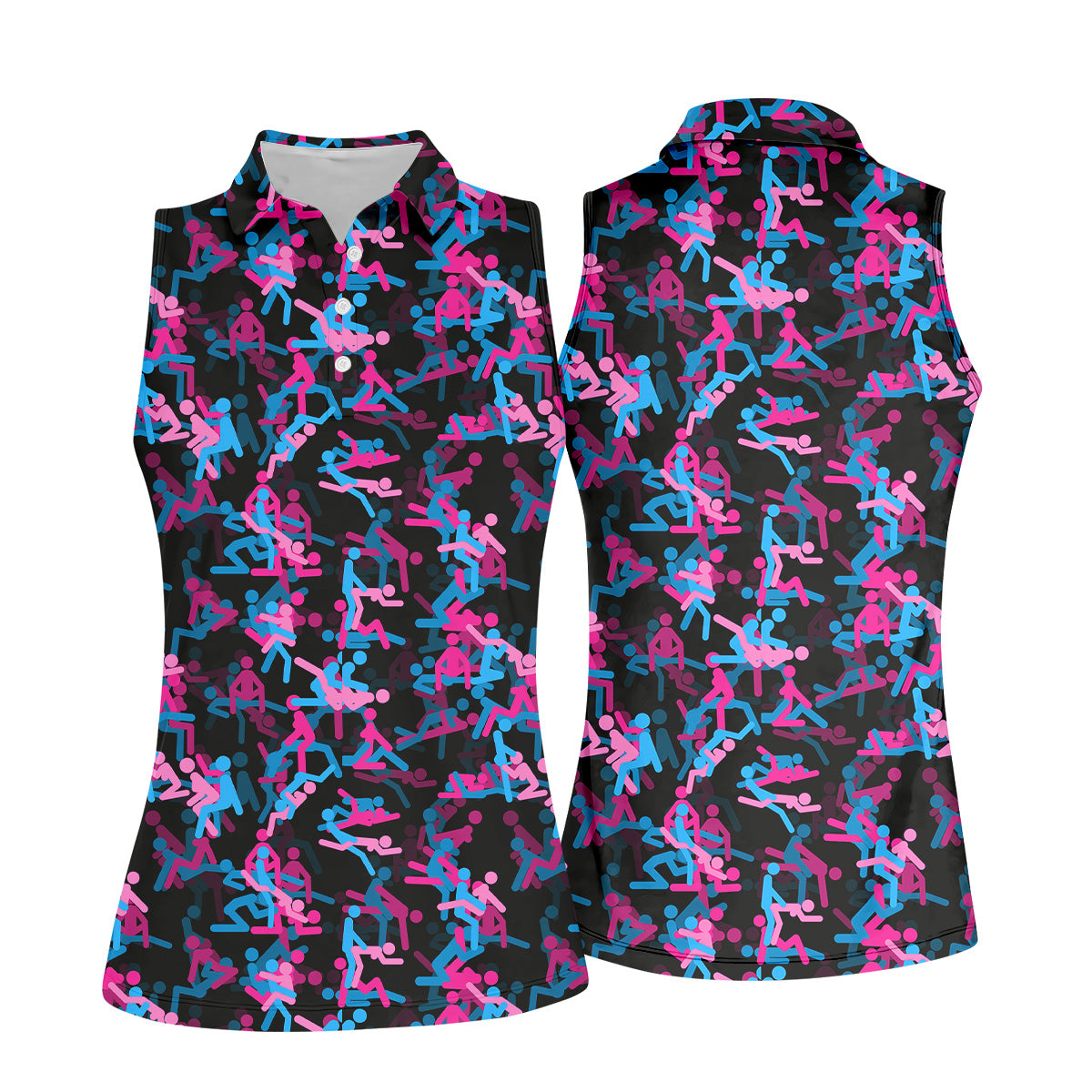 Funny Couple Black Neon Womens Golf Shirts, Ladies Golf Polos, Cool Golf Gift, Golfing Apparel
