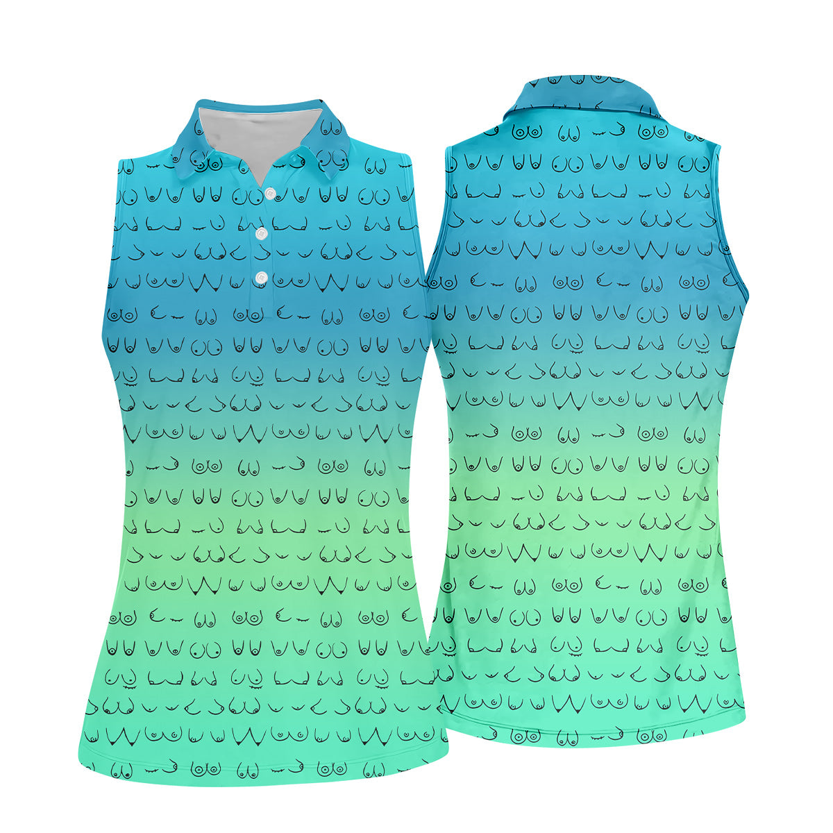 Blue Ombre Funny Golf Shirts Women, Ladies Golf Shirts, Womens Golf Tops, Ladies Golf Polos