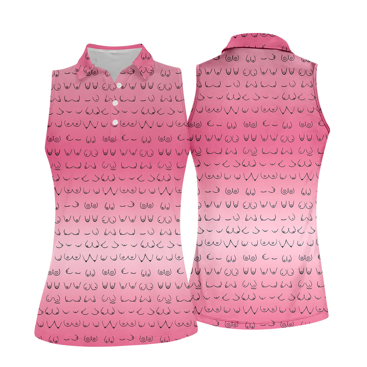 Pink Ombre Golf Shirt, Pink Ladies Golf Shirt, Womens Golf Tops, Ladies Sleeveless Polo, Golfing Apparel