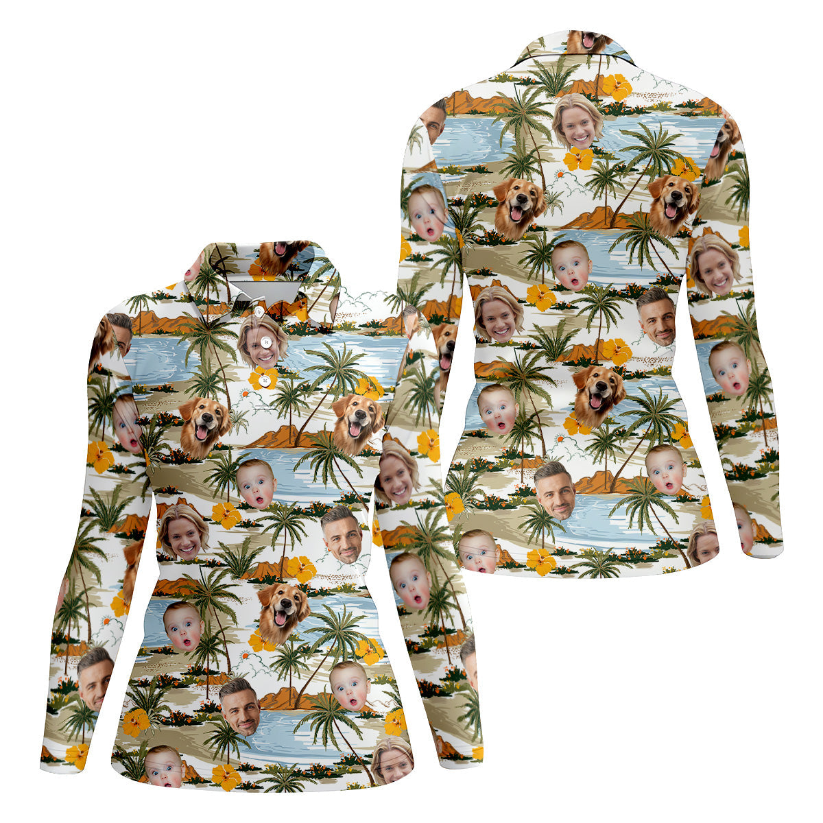 Hawaiian Shirts With Faces, Ladies Floral Shirt, Custom Team Shirts, Womens Hawaiian Golf Shirts, Ladies Golf Shirts