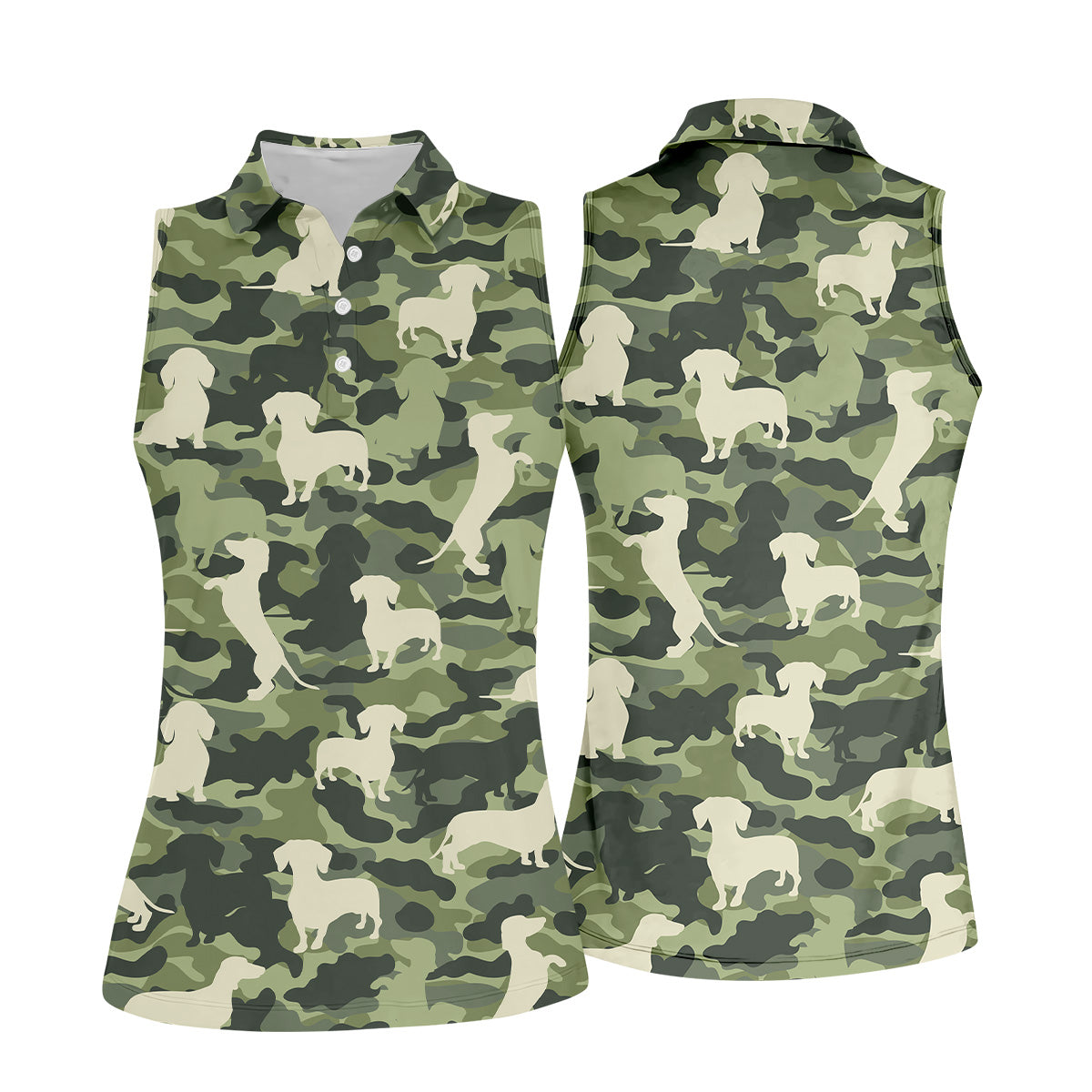 Funny Dachchunds Camo Women Golf Shirt, Dog Golf Shirt, Funny Golf Shirt, Ladies Golf Shirt