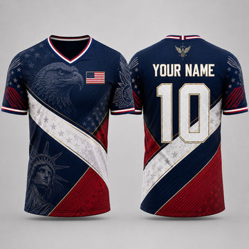 Patriotic American Flag Fooball Shirt, USA Football National Team V-Neck For Men, Football Gifts