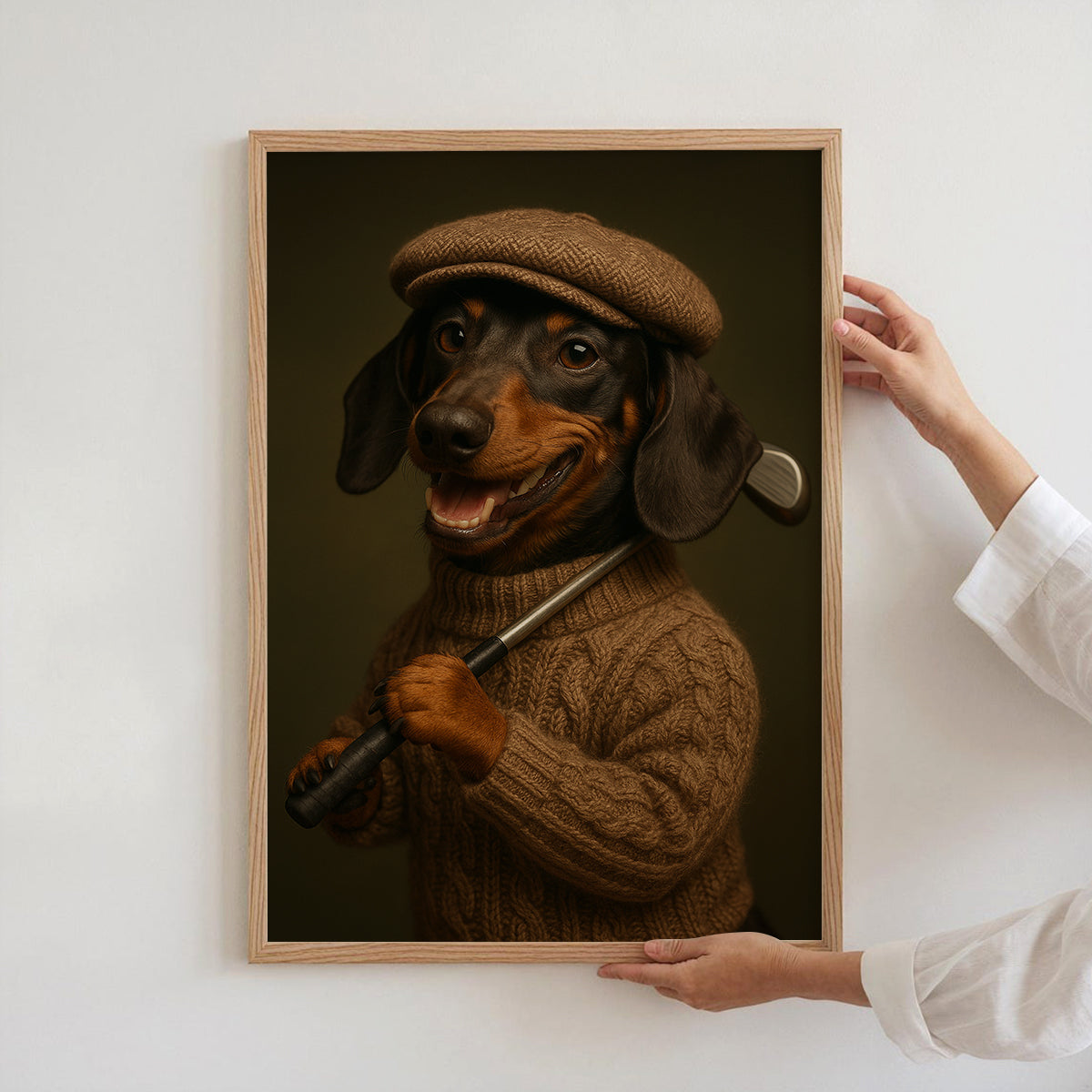 Golf Poster, Golf Prints For Men, Dachshund Golf Canvas Room Decor For Golfer, Golf Gift For Men