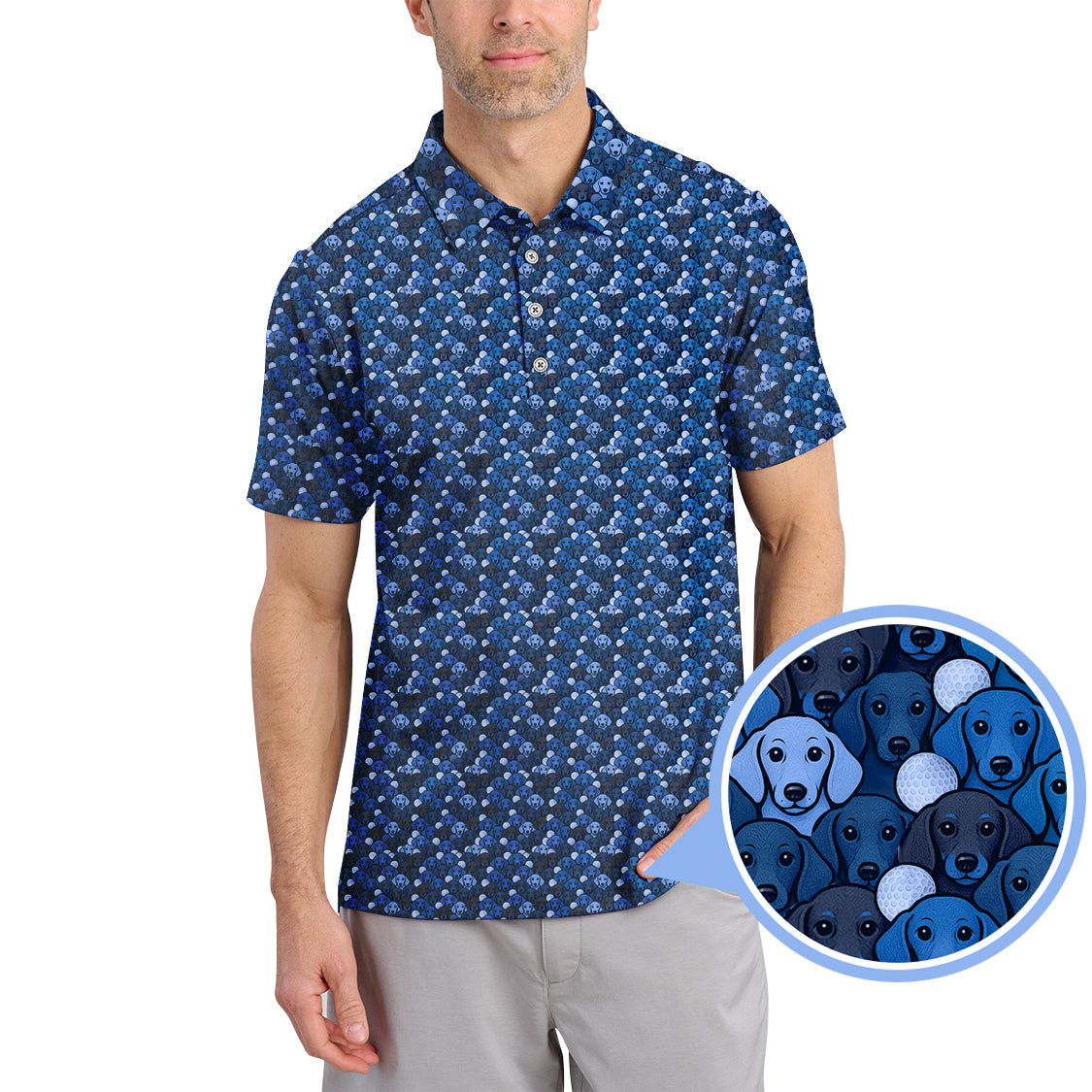Dachshund Dog Pattern Golf Shirt, Funny Dachshund Golf Shirt For Dog Lovers, Golf Gift For Men's