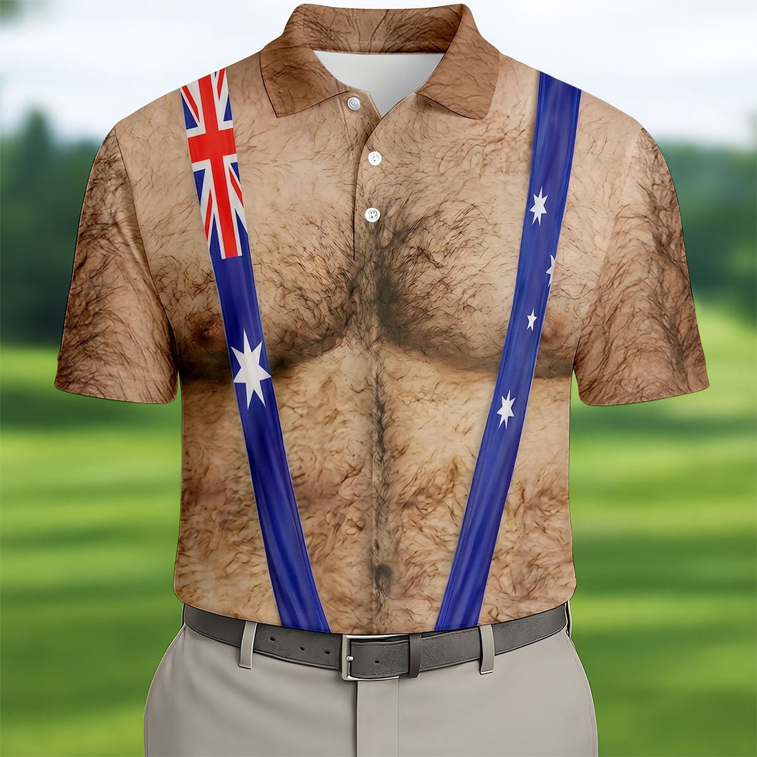 Australia Flag Print Fun Golf Shirt, Men's Golf Top, Polo Shirts For Men, Golf Shirts For Men