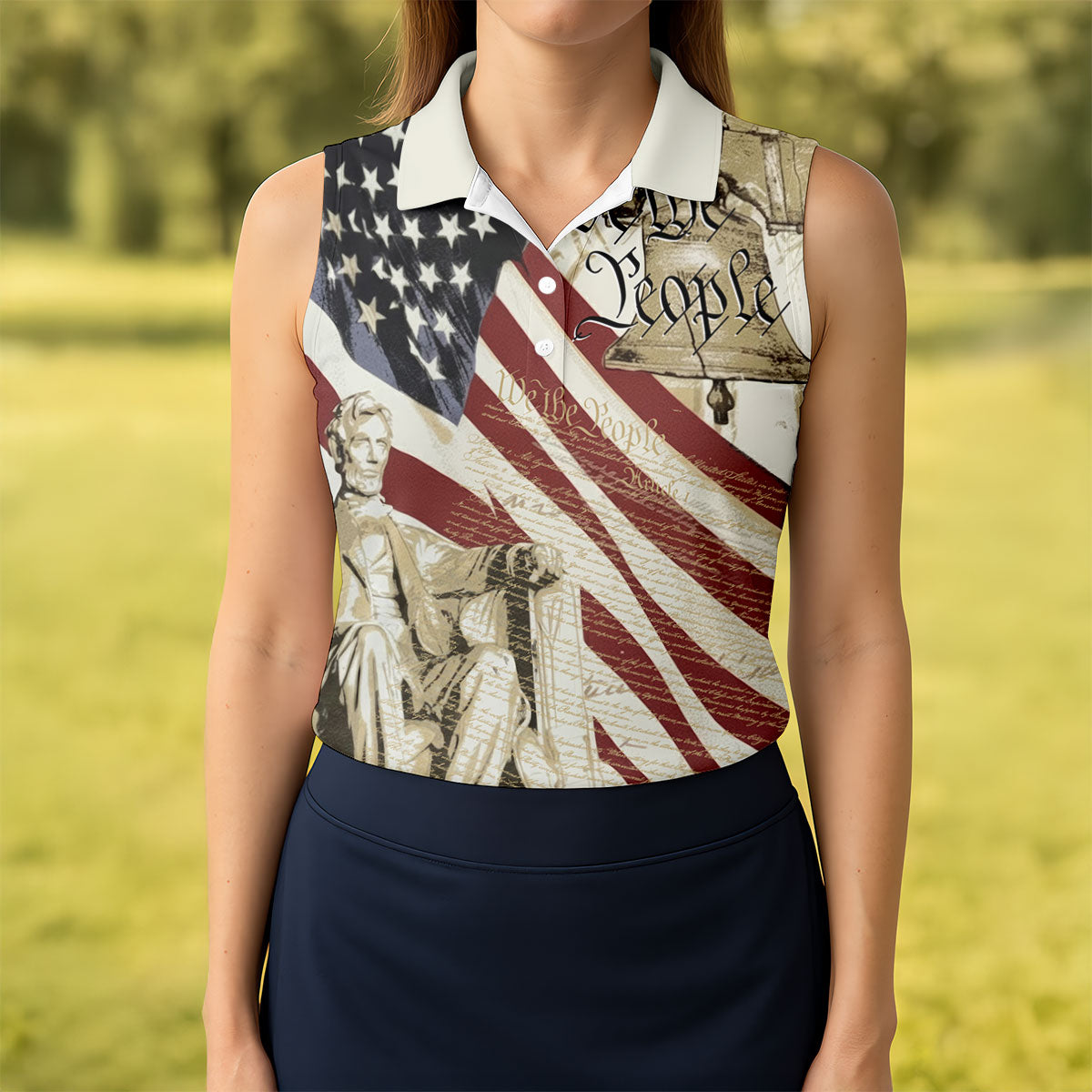 We The People American Flag 4th Of July Patriotic Golf Shirt, 250th Anniversary Women's Golf Tops