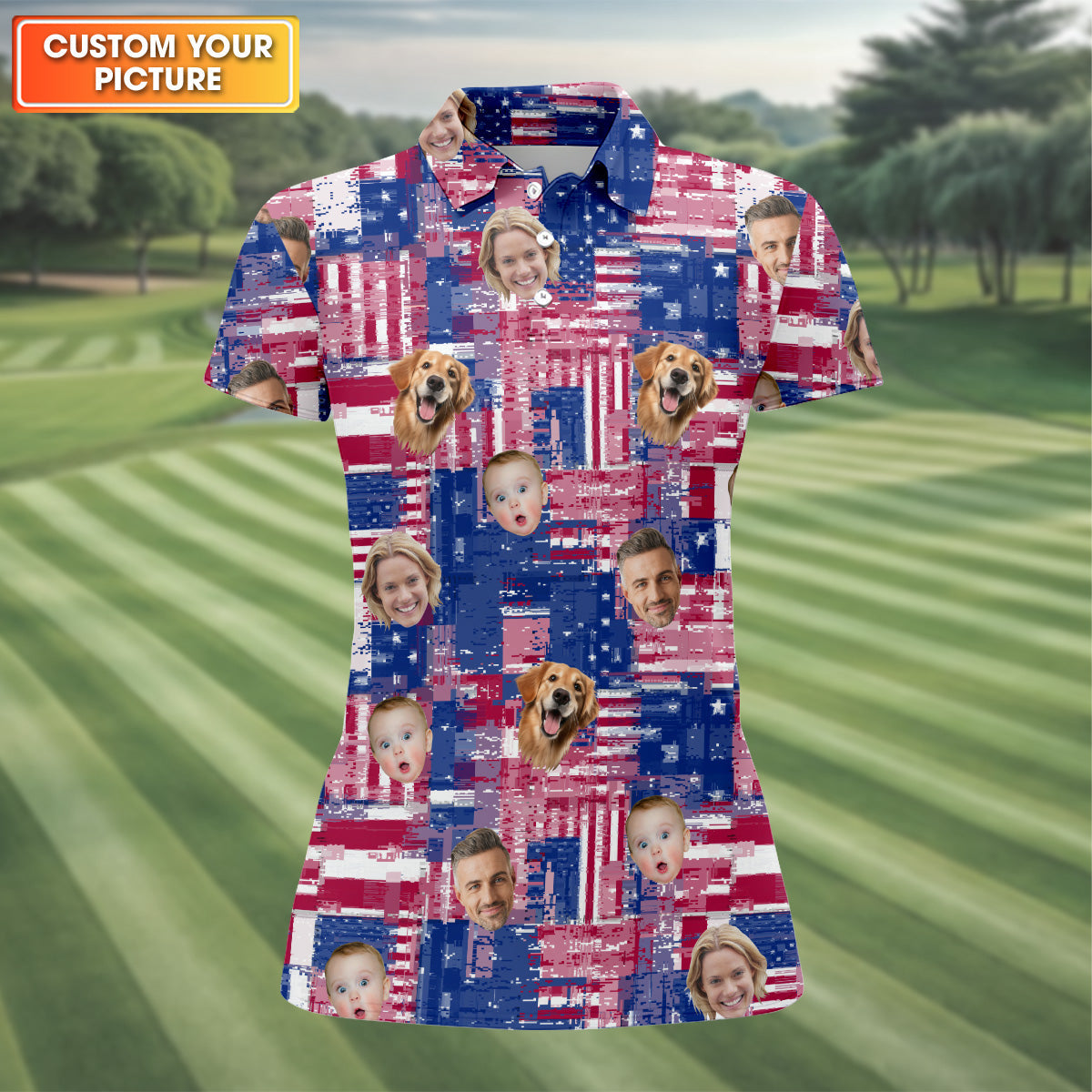 Golf Tops For Women, Family Portrait Golf Shirt, Patriotic Golf Polos, Custom Face Shirt, Personalized Dog Shirts, Long Sleeve Golf Shirts