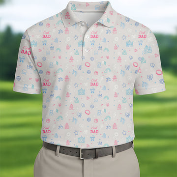 Dad Daughter Doodle Pattern Cute Golf Shirt, Father's Day Golf Shirt, Golf Gift For Dad