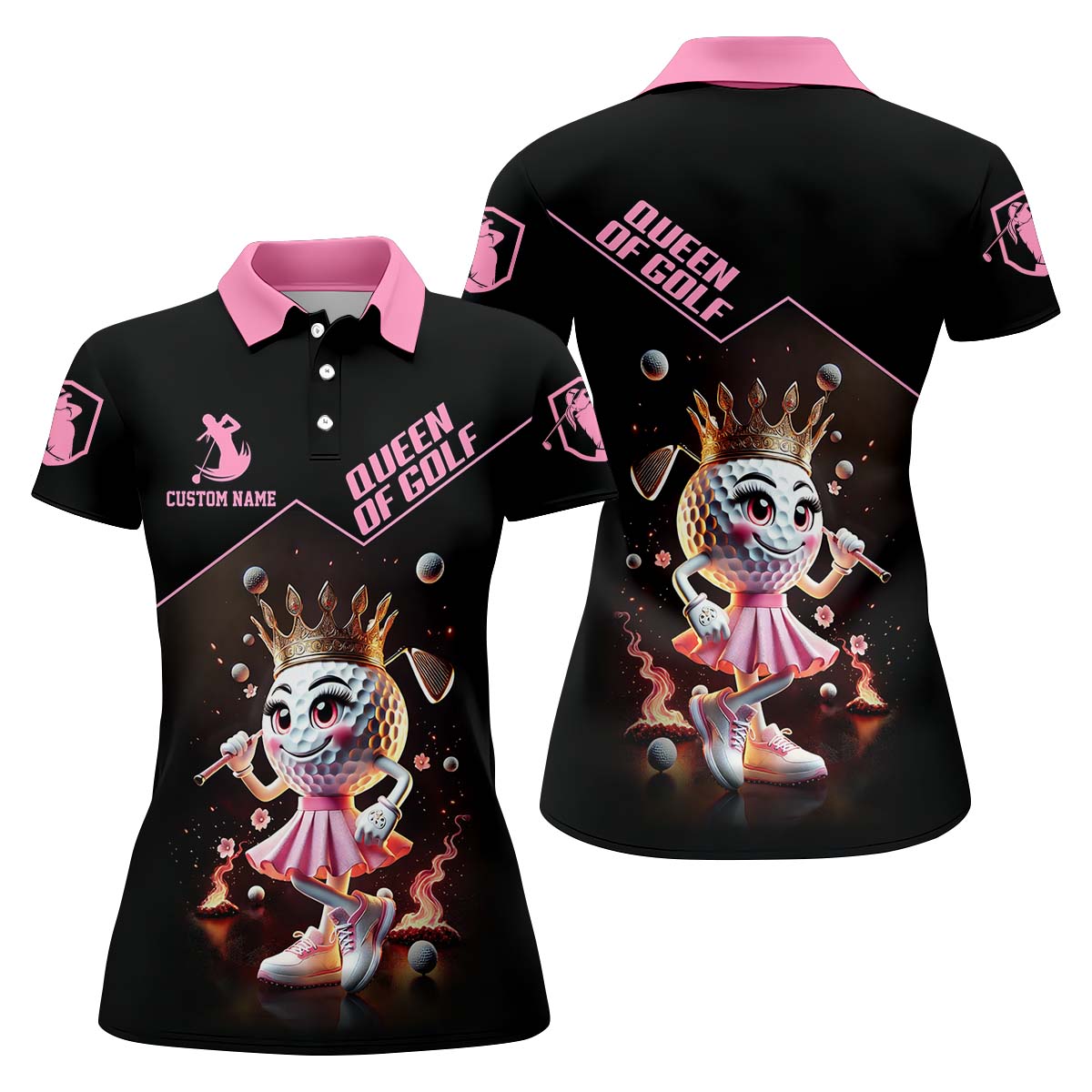 Queen Of Golf Custom Womens Golf Polo ShirtGolfing Apparel, Womens Golf Gifts