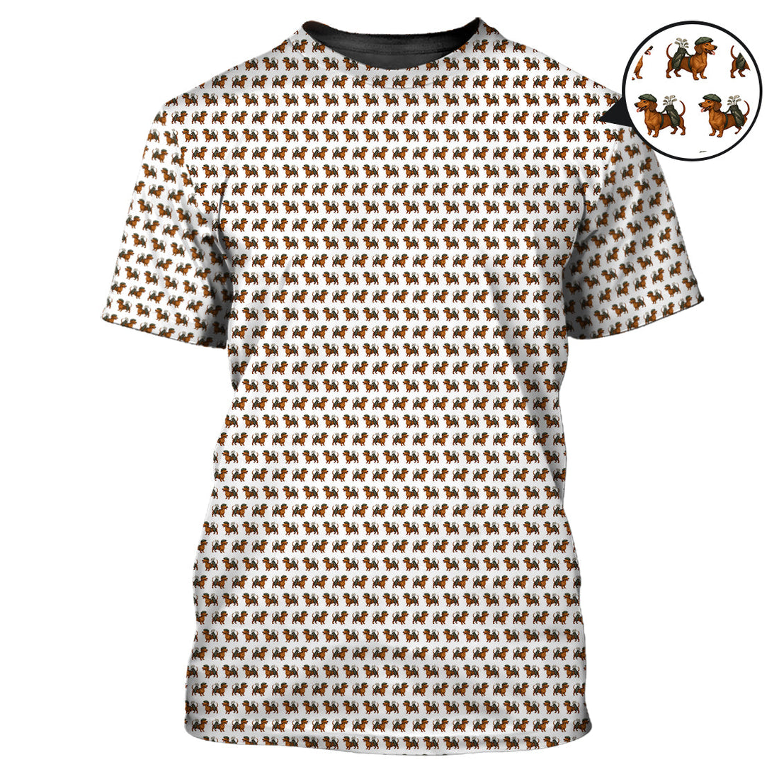 Dachshund Pattern Golf Polos, Crazy Dachshund Golf Shirt For Men, Funny Golf Shirt