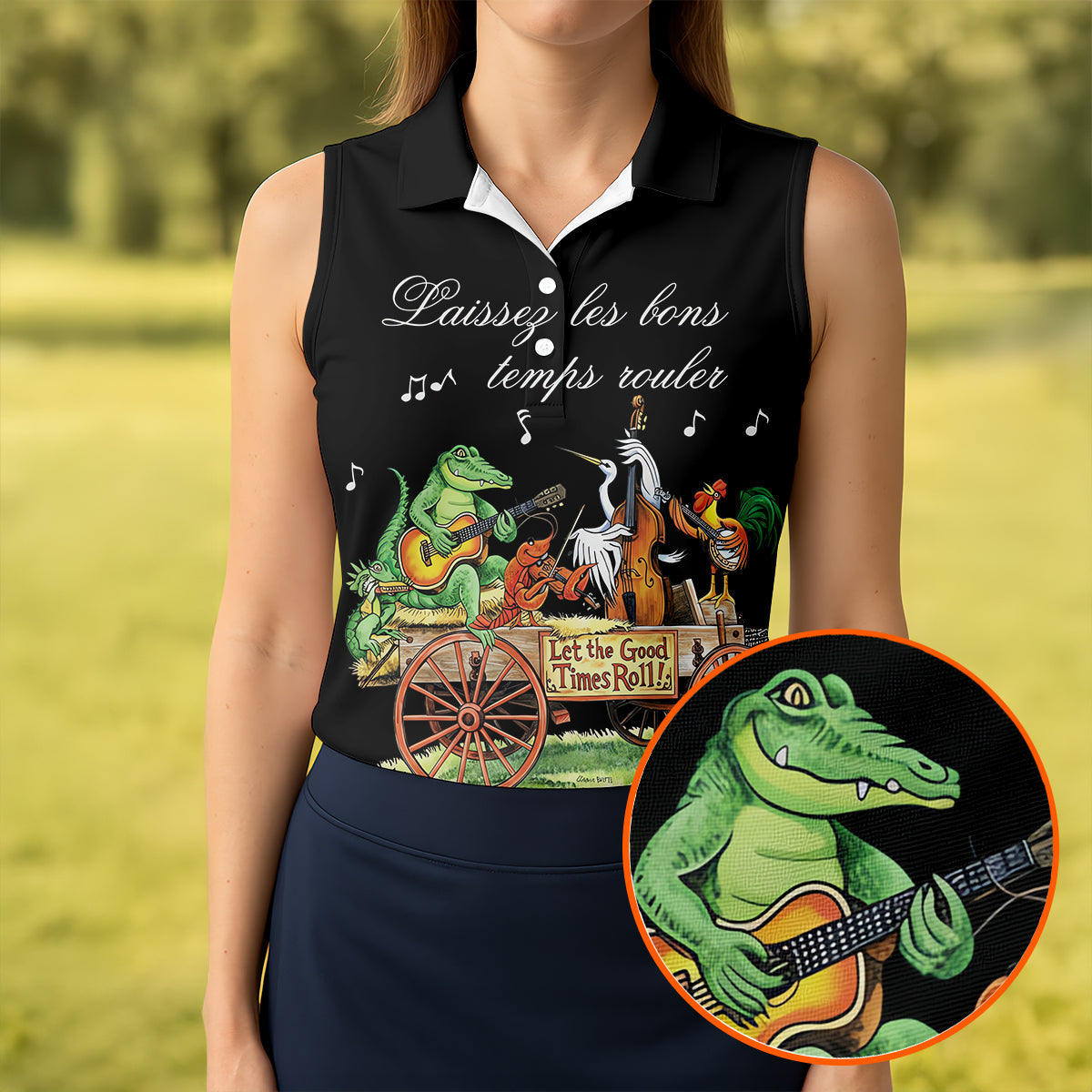 Let The Good Times Roll Animals Band Mardi Gras Celebrations Women's Golf Tops, Ladies Golf Polos