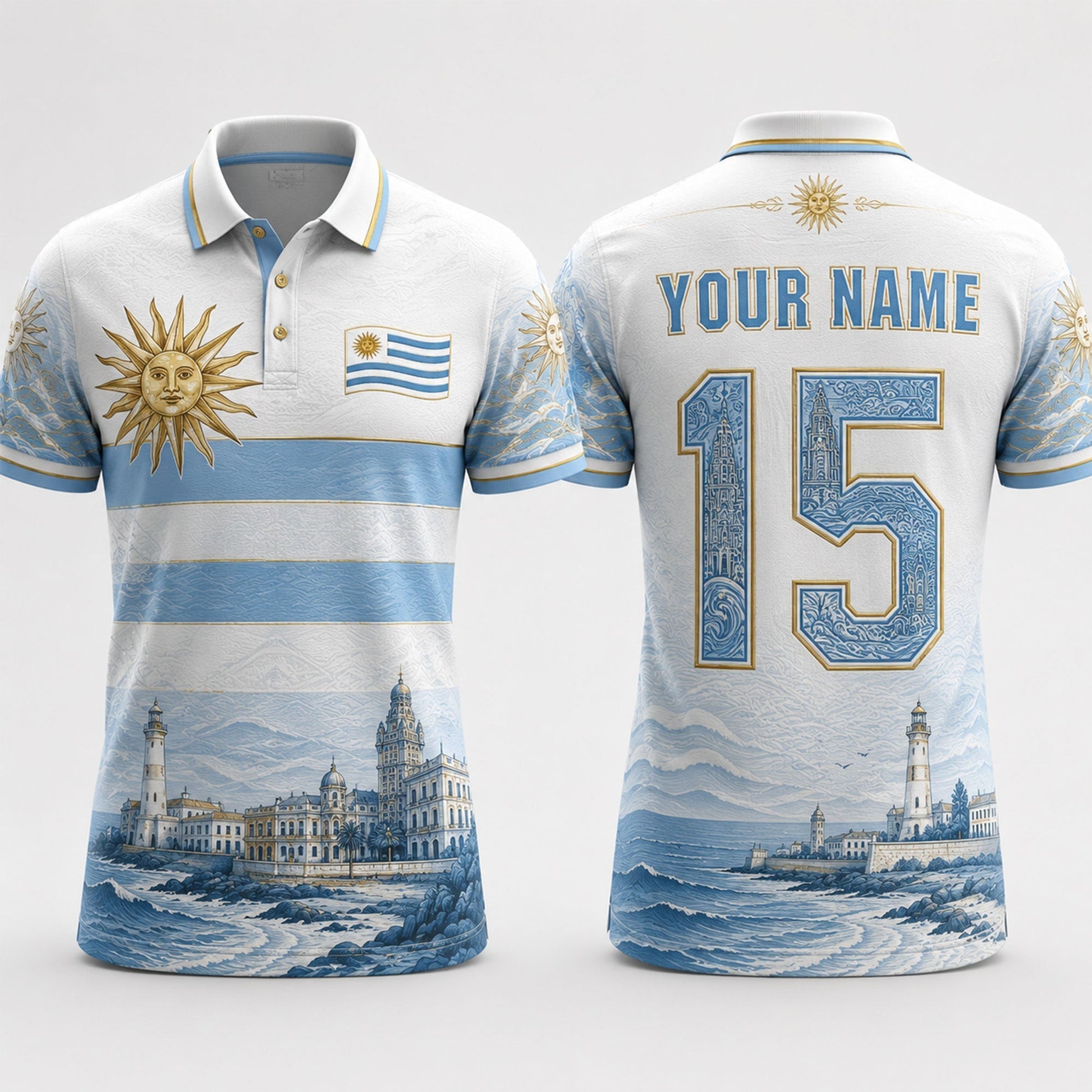 Sol de Mayo Fooball Shirt, Uruguay Flag V-Neck For Men Football Lover, Father's Day Presents