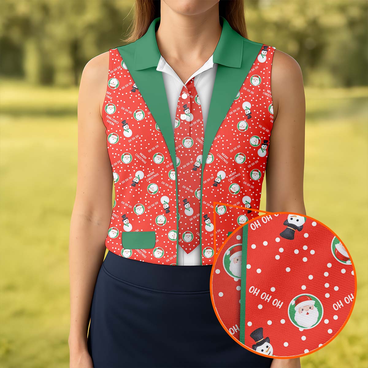 Ho Ho Ho Merry Christmas Funny Print Women's Golf Tops, Christmas Golf Shirt, Ladies Golf Polos