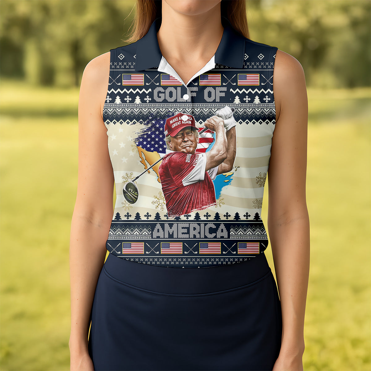 Trump Golf Of America Christmas Golf Shirt Women's Golf Clothes, Ladies Golf Shirts, Ladies Golf Polos