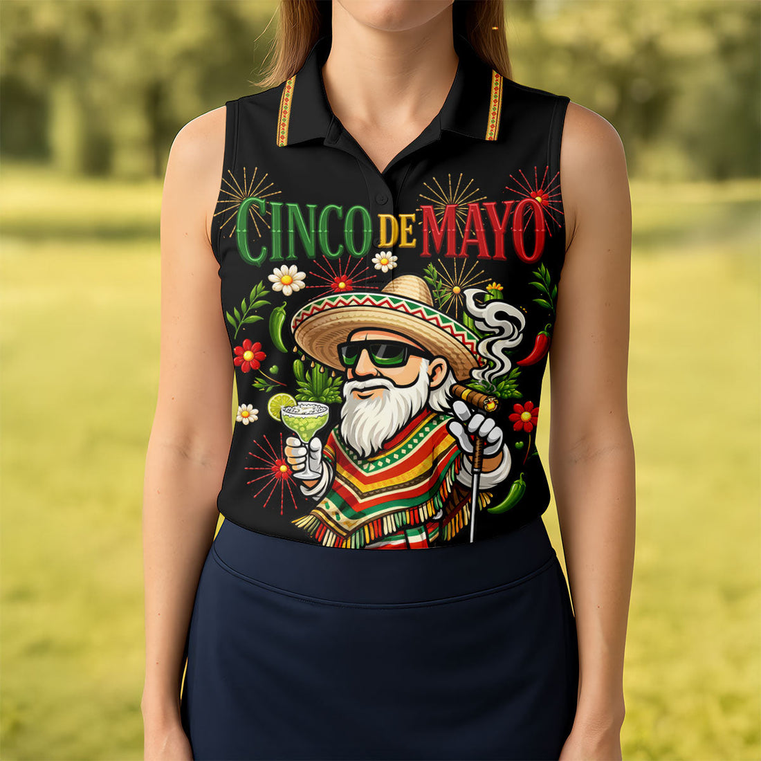 Margarita Man Cinco De Mayo Celebration Black Golf Shirt, Fiesta Theme Golf Shirt For Women