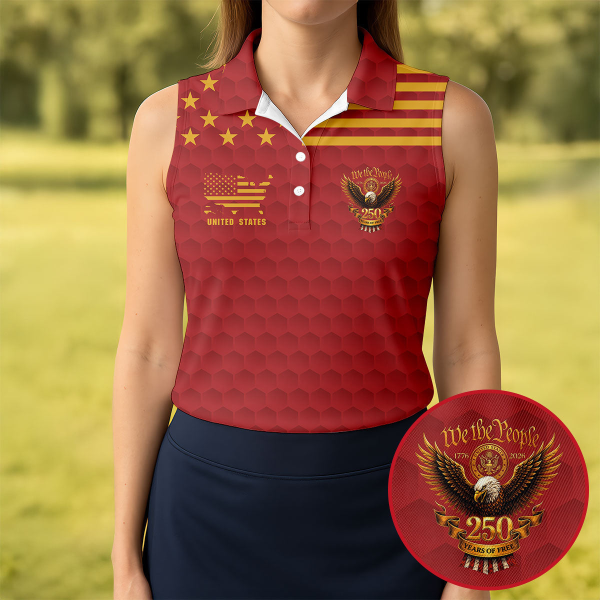 Marine Veteran We The People 250 Years Of Free 4th Of July Golf Shirt, Women's Golf Tops