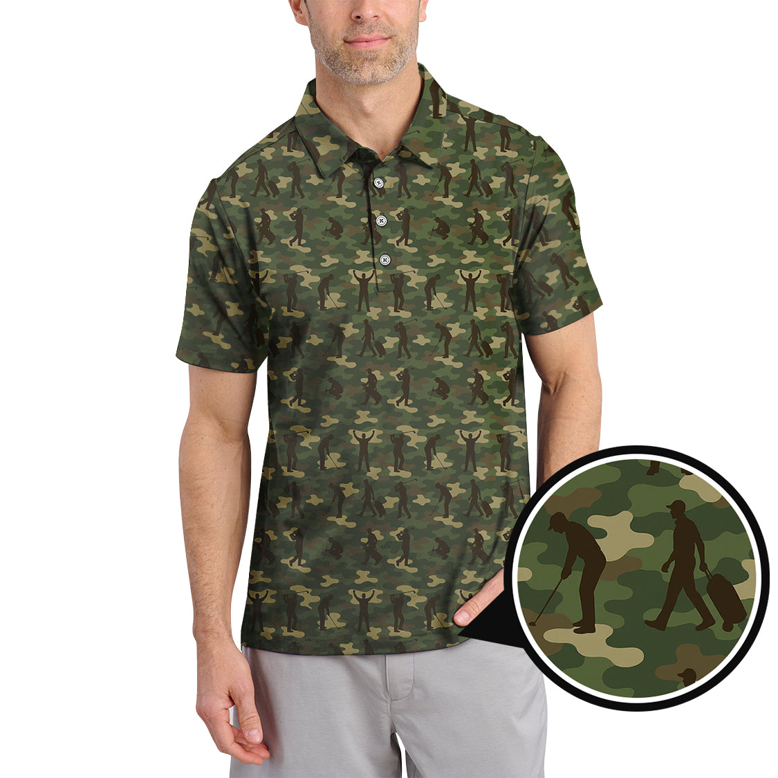 Camo Golf Shirt For Golfer, Camo Polo Shirt, Pattern Golf Shirt For Veteran, Golf Gift For Men