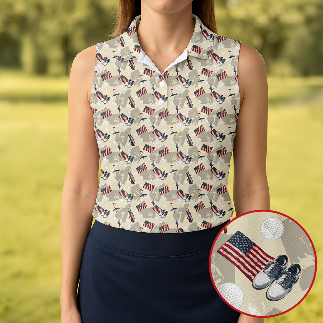 American Flag Pattern 250 Celebration Vintage Golf Shirt, Patriotic 4th Of July Golf Shirt For Women