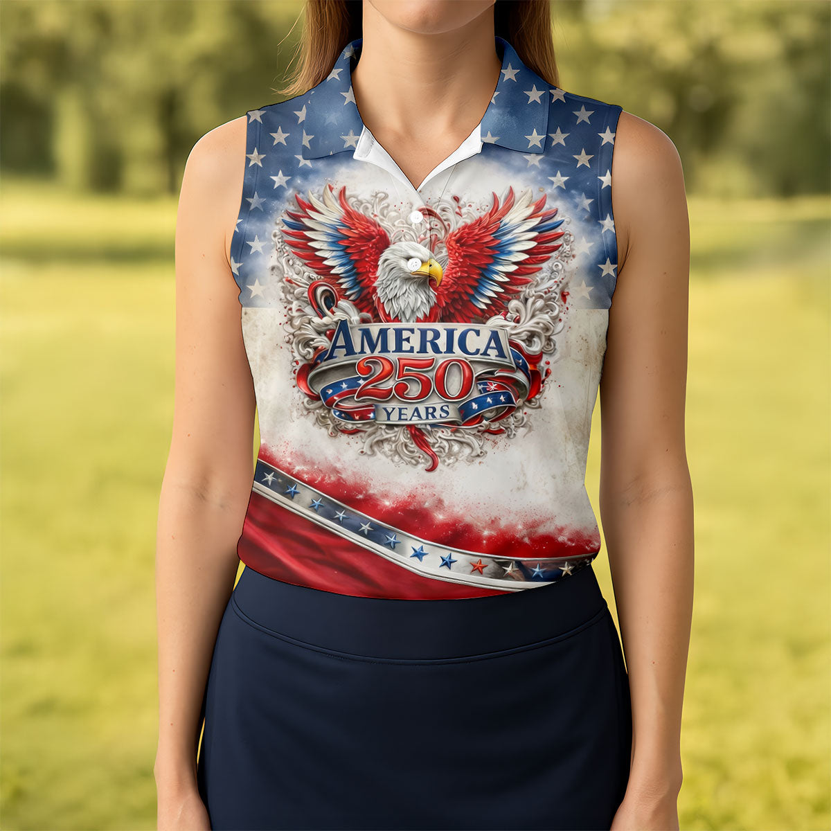 America 250 Years Red White Blue 4th Of July Golf Shirt, Patriotic Golf Shirt, Golf Shirt For Women