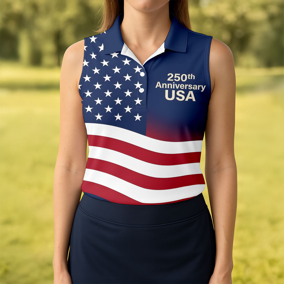 250th Anniversary USA Flag Pattern 4th Of July Golf Shirt, Patriotic Golf Shirt, Golf Shirt For Women