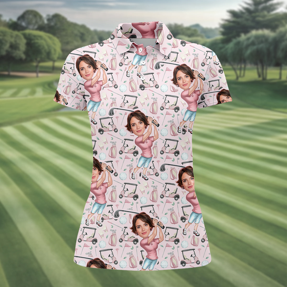 Custom Photo Golf Shirt, Funny Womens Golf Polo ShirtMothers Day Shirt