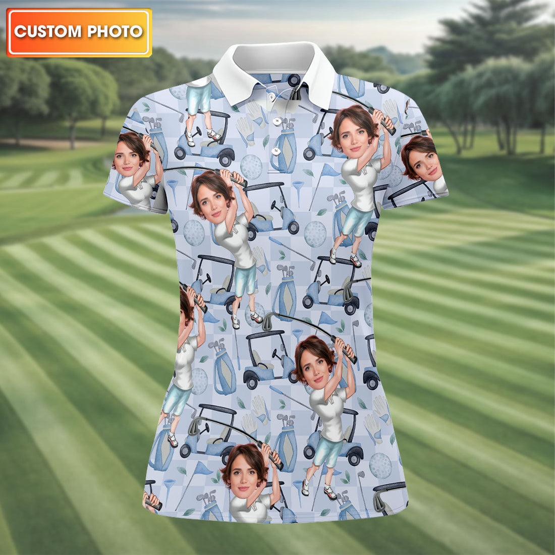 Custom Face Womens Golf Shirt, Funny Golf Shirt, Mothers Day Gifts