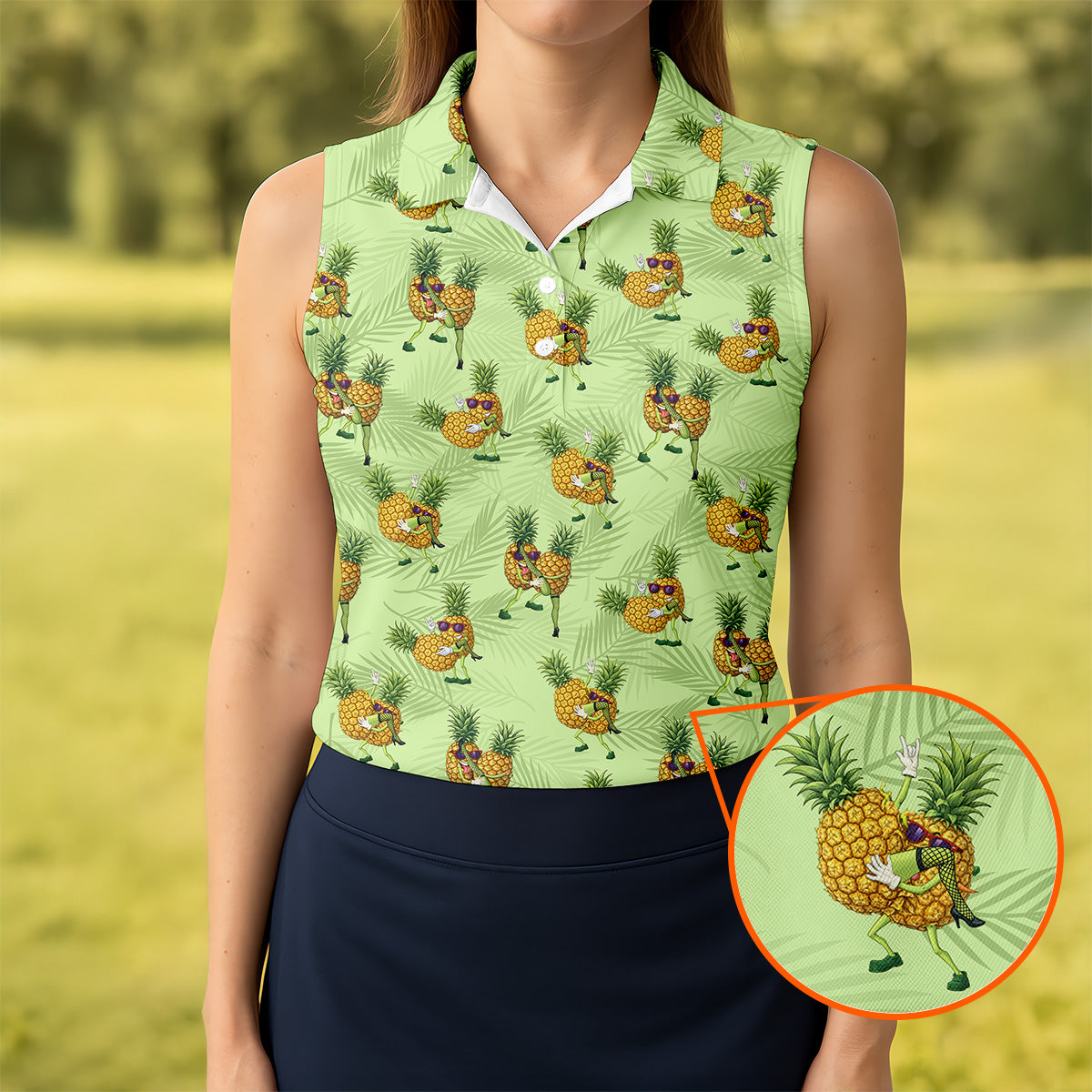 Pineapple Couple Naughty Position Fun Women's Golf Shirts, Valentines Golf Gift, Ladies Golf Polos