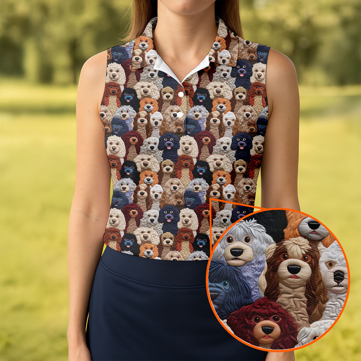 Cartoon Poodle Dog Women's Golf Tops, Gifts For Dog Lovers, Ladies Golf Polos, Golf Gift For Ladies