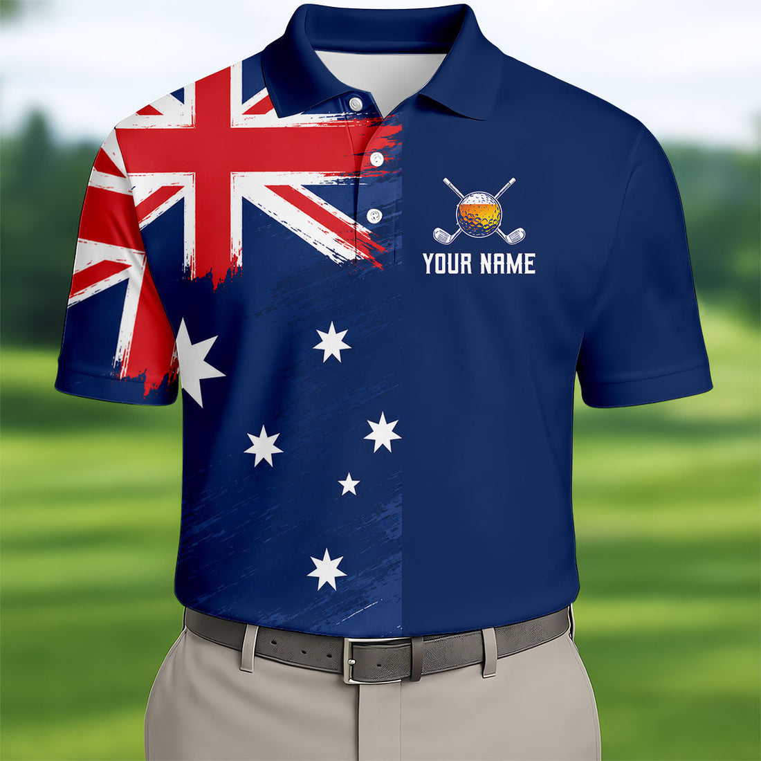 My Drinking Team Has A Golfing Problem Australia Flag Print Men's Golf Top, Golf Shirts For Men