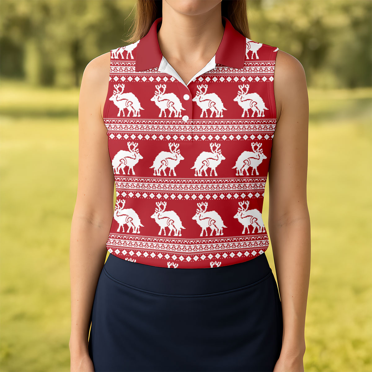 Reindeer Humping Seamless Pattern Golf Shirt, Christmas Golf Shirt, Golf Gifts For Women, Fun Golf Shirt