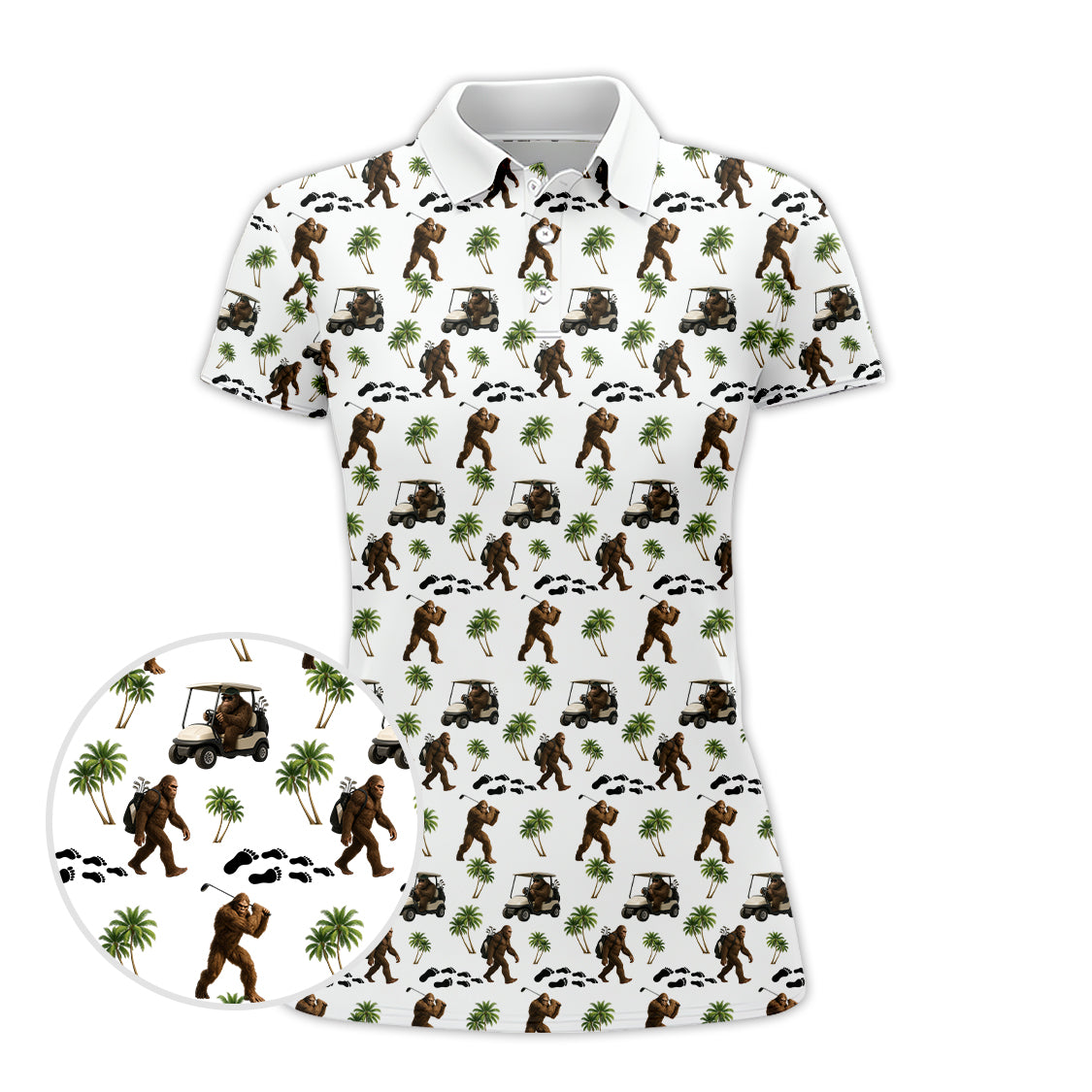 Bigfoot Golf Shirt, Patterned Golf Polo Shirts, Gift For Golf Lover