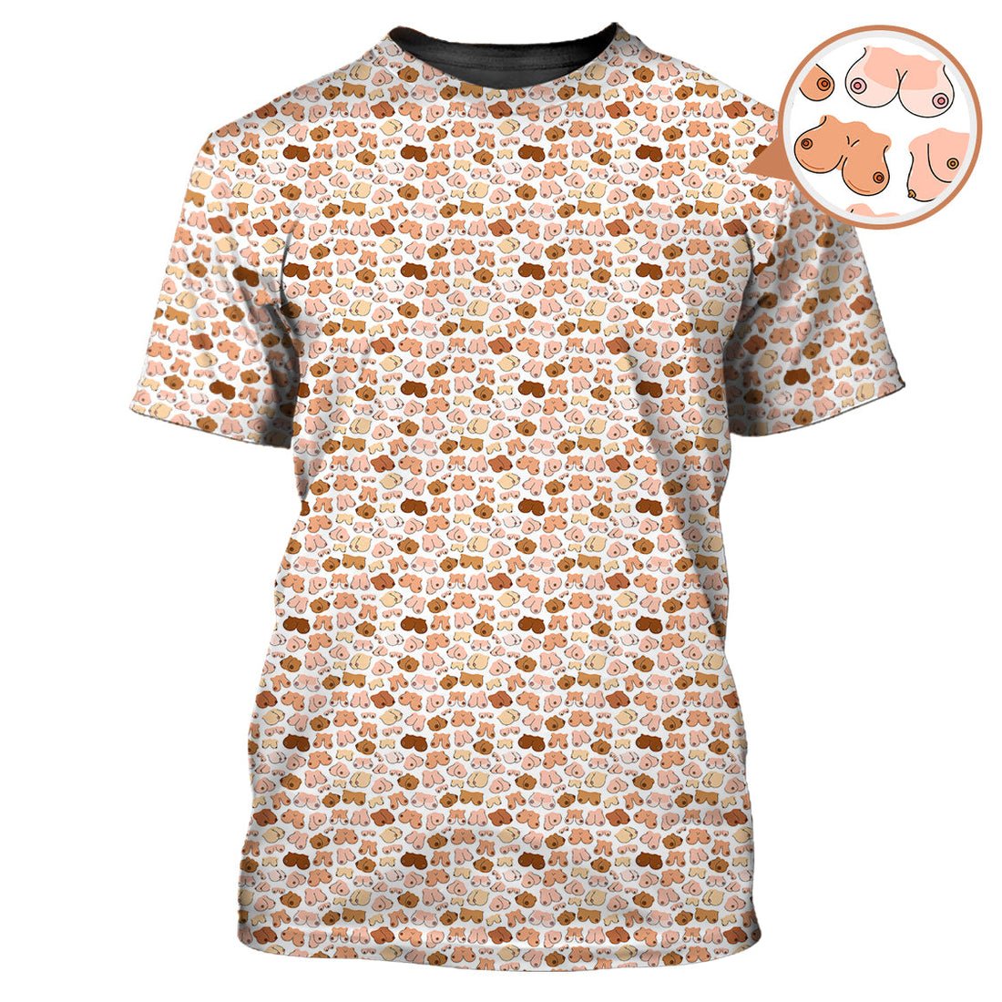 Boobs Pattern Golf Polos, Funny Golf Shirt, Crazy Golf Shirts For Men