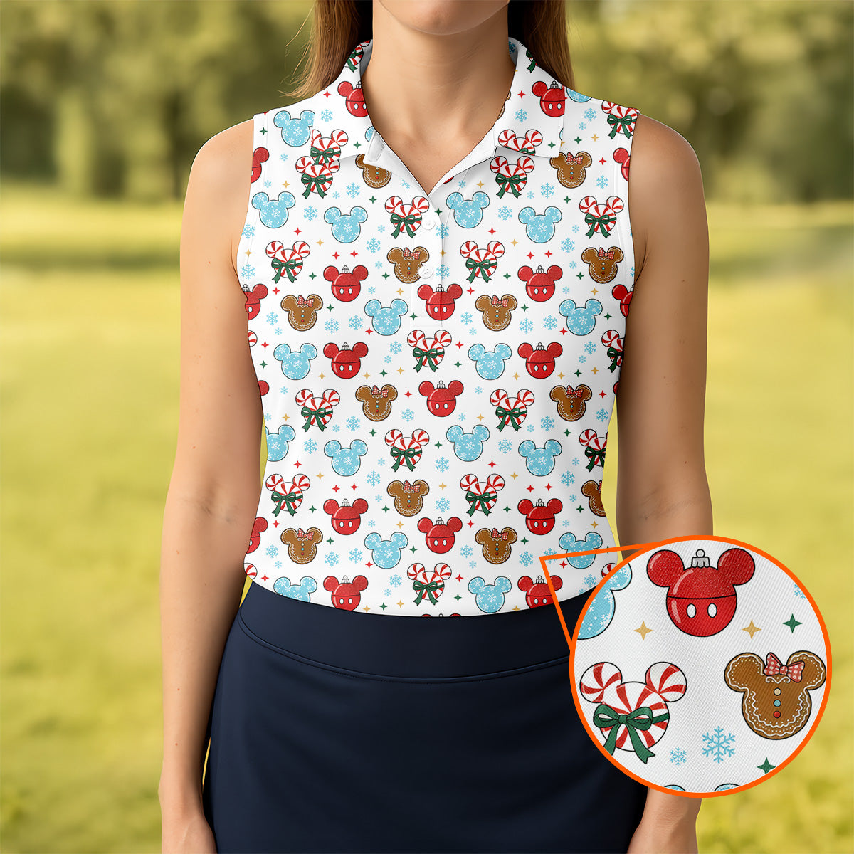 Funny Gingerbread Christmas Candy Cane Cute Women's Golf Clothes, Ladies Golf Shirts, Christmas Golf Shirt
