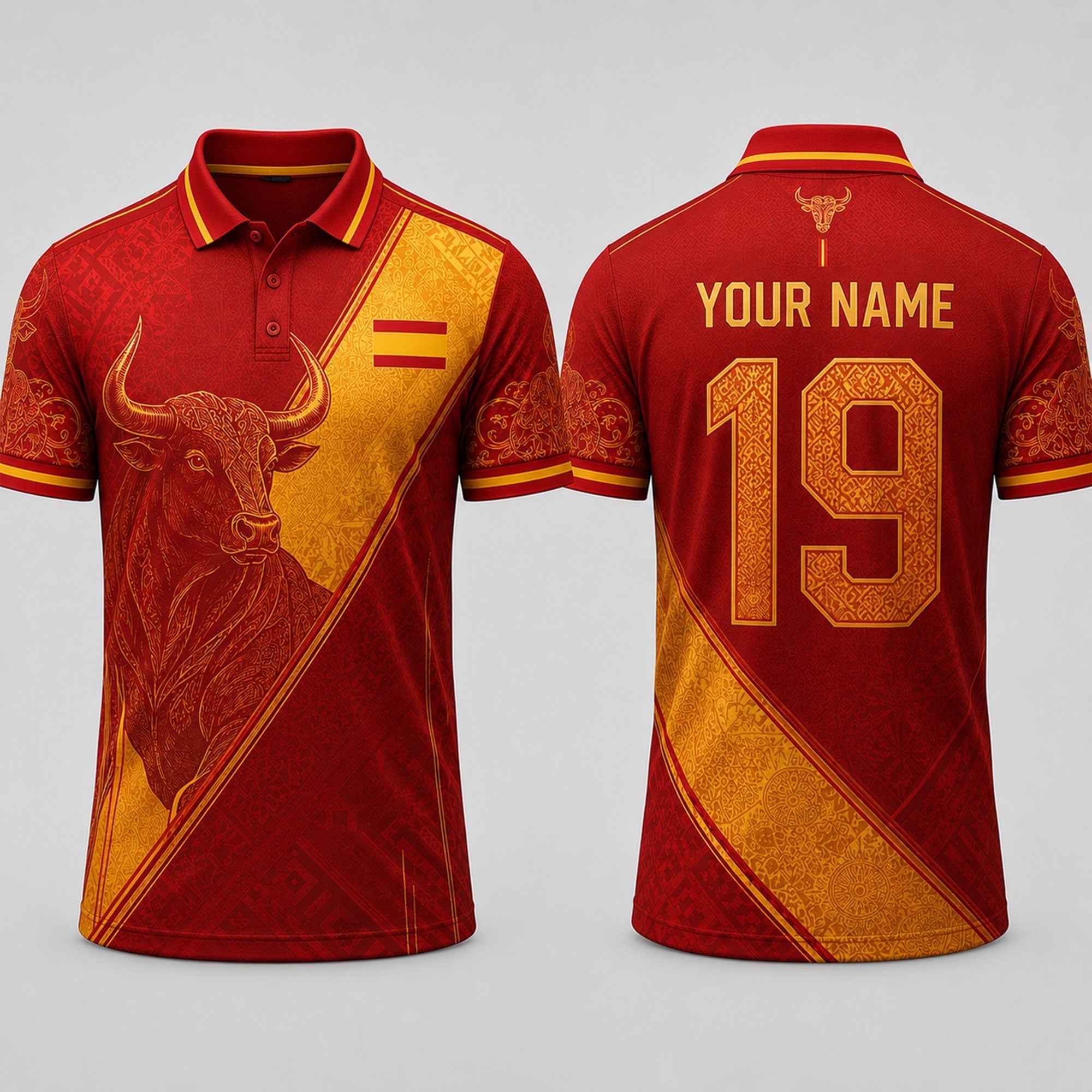 Spanish Bull Fooball Shirt, Spain Football Team V-Neck For Men, Soccer Fan Father's Day Presents