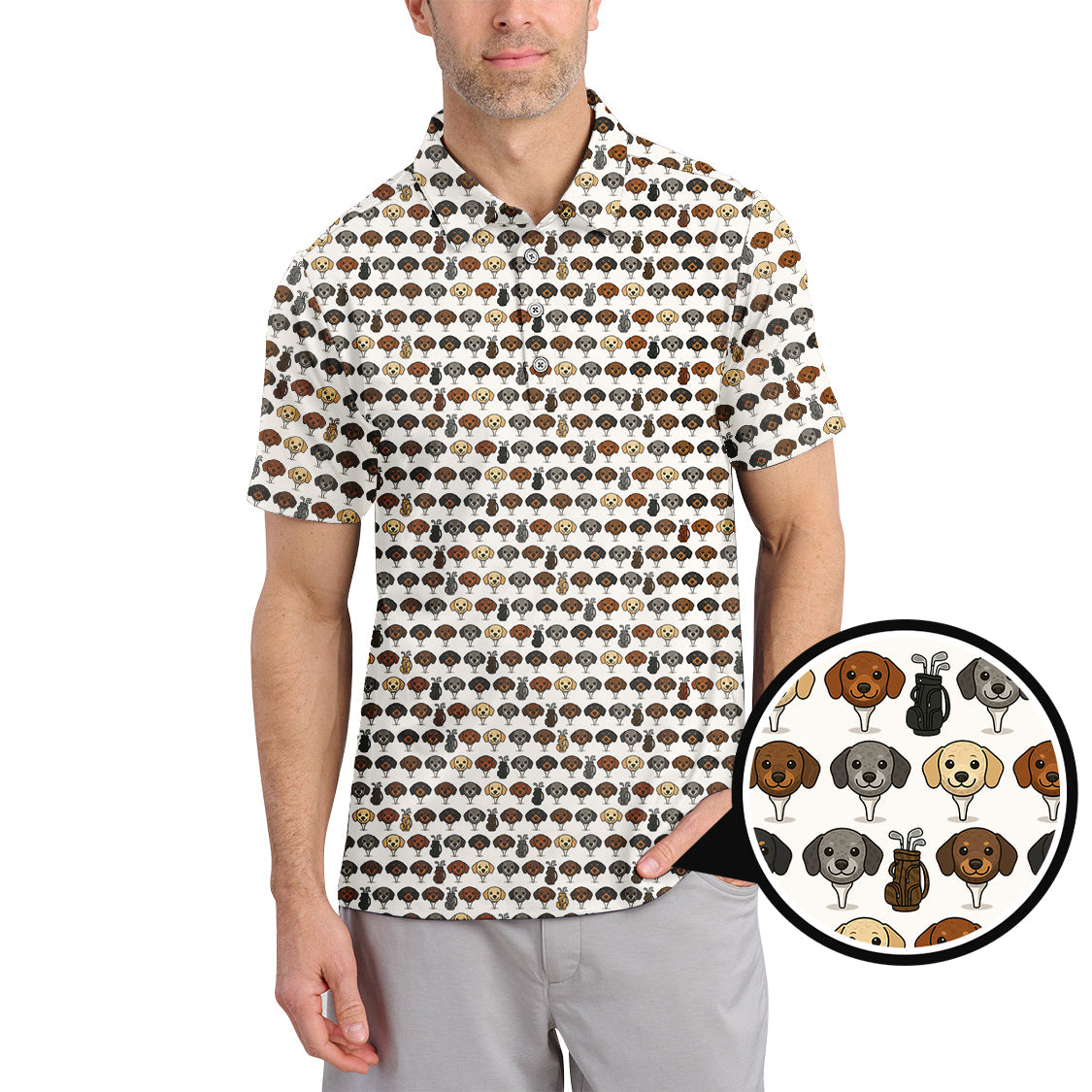 Dachshund Golf Shirt, Funny Pattern Golf Shirt, Crazy Golf Shirt For Pet Lover, Golf Gift For Men