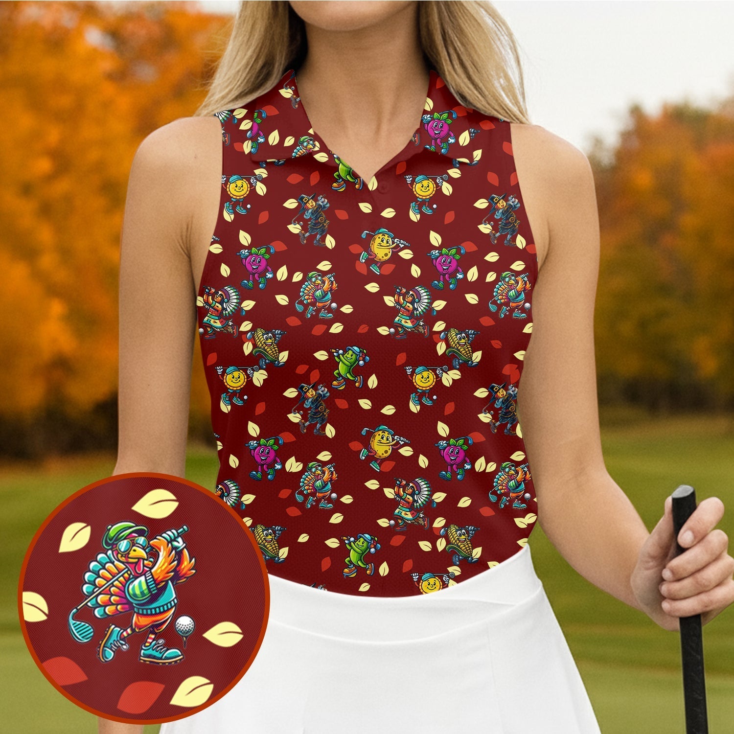 Funny Thanksgiving Dishes Women Golf Top, Fun Women's Golf Shirts, Ladies Golf Polos
