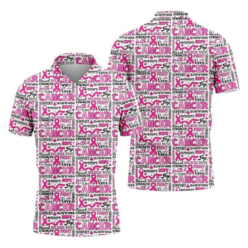 Pink Ribbon Breast Cancer Awareness Shirt, Hawaiian Golf Shirts, Golf Shirts For Men, Golfing Apparel